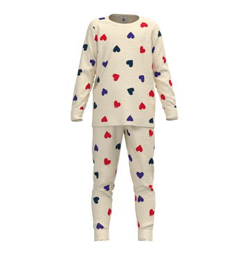baby heart print ls loungewear white multi