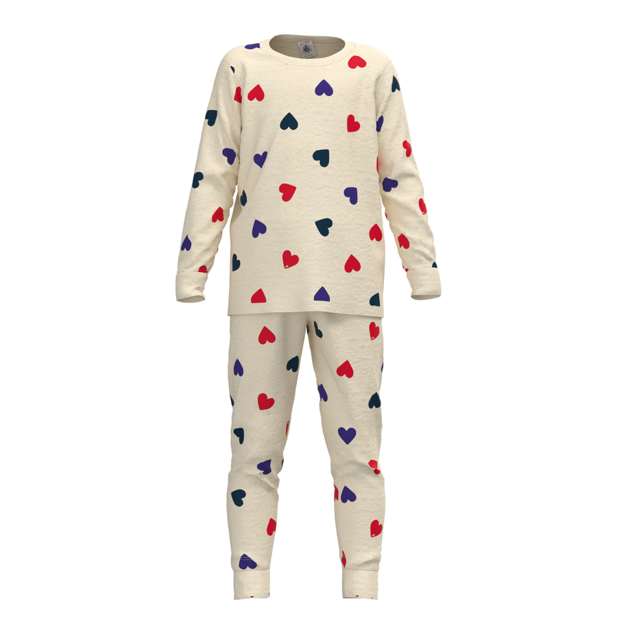 baby heart print ls loungewear white multi