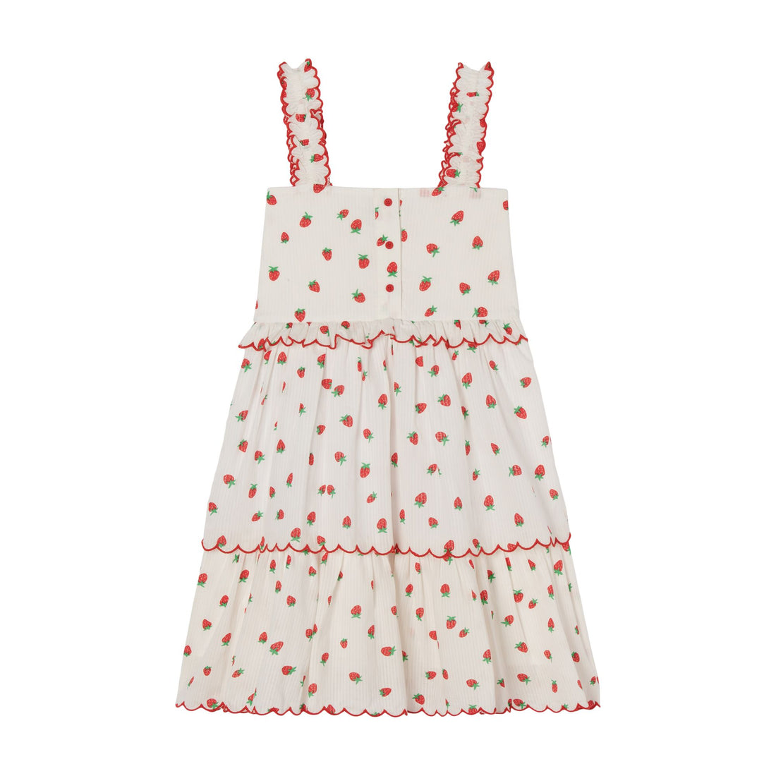 strawberry printed tiered dress