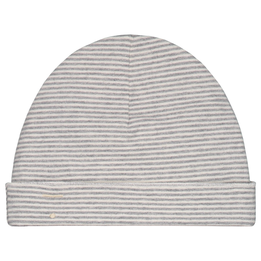 baby beanie stripe grey cream