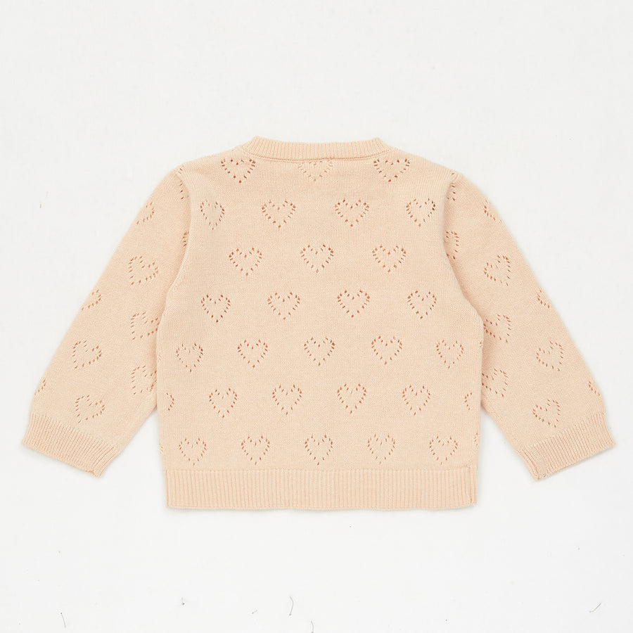 baby heart cardigan tan
