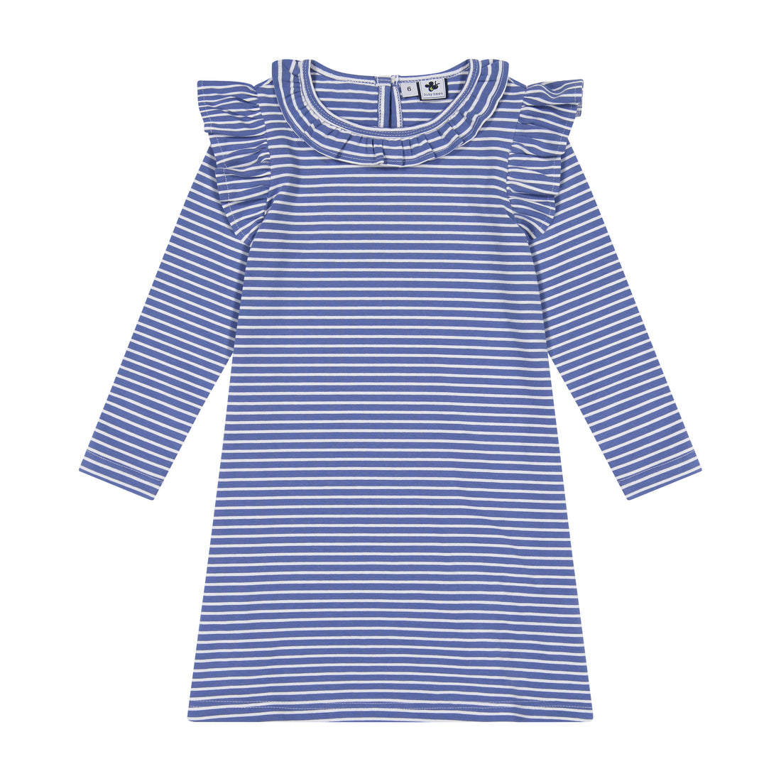 luna striped ruffle dress windsor blue