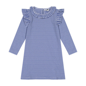 luna striped ruffle dress windsor blue