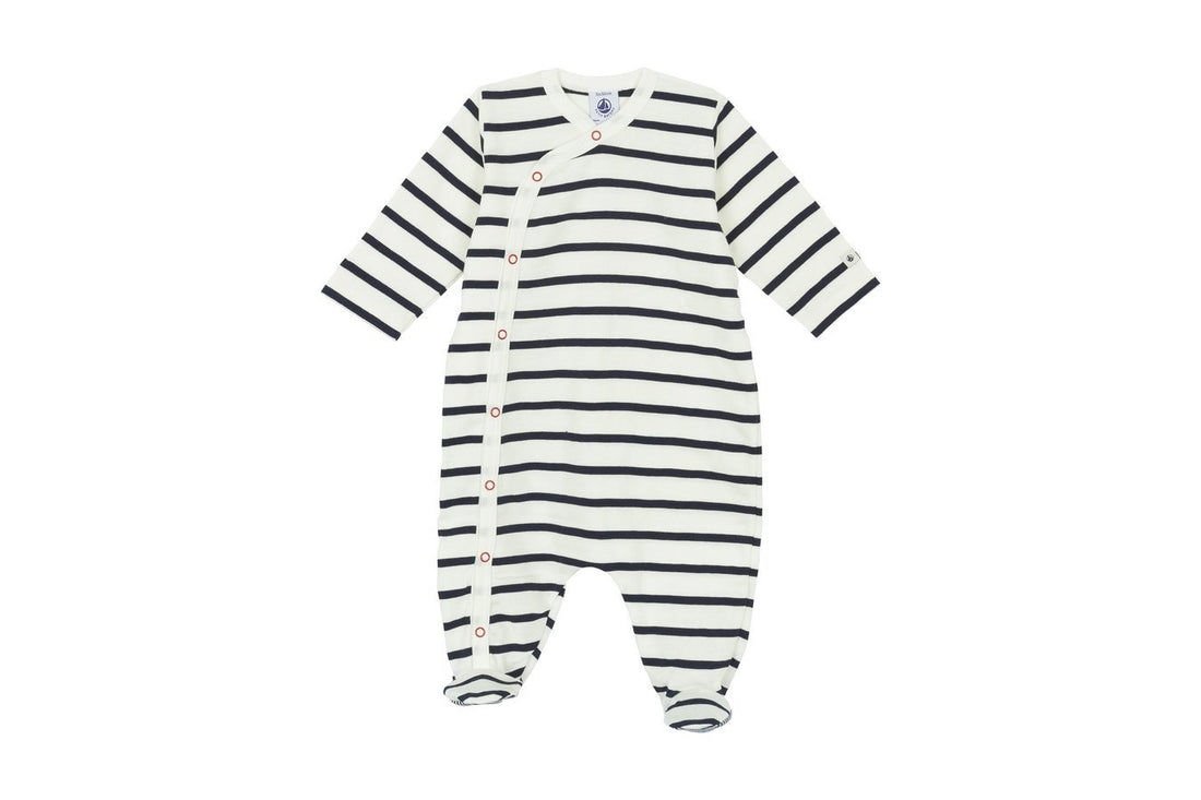 side snap striped footie