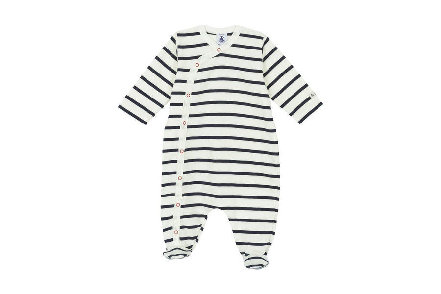 side snap striped footie