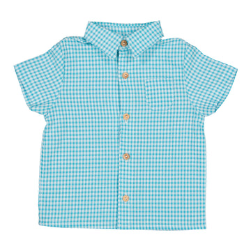 baby marcel shirt aqua gingham