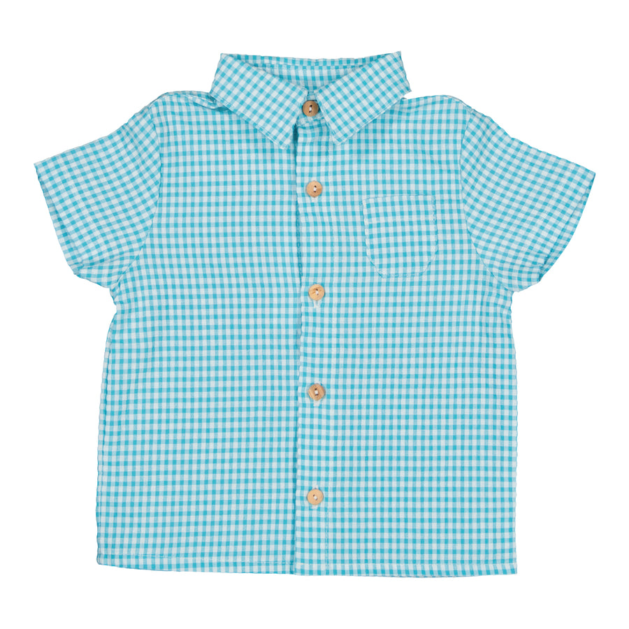 baby marcel shirt aqua gingham