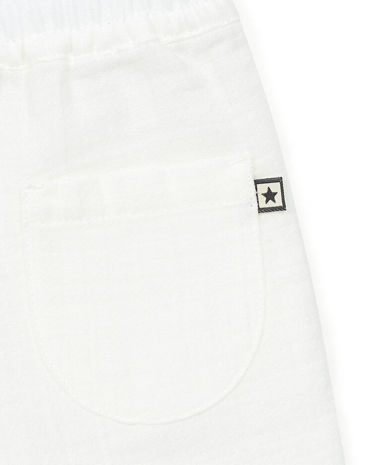 seersucker cotton shorts white