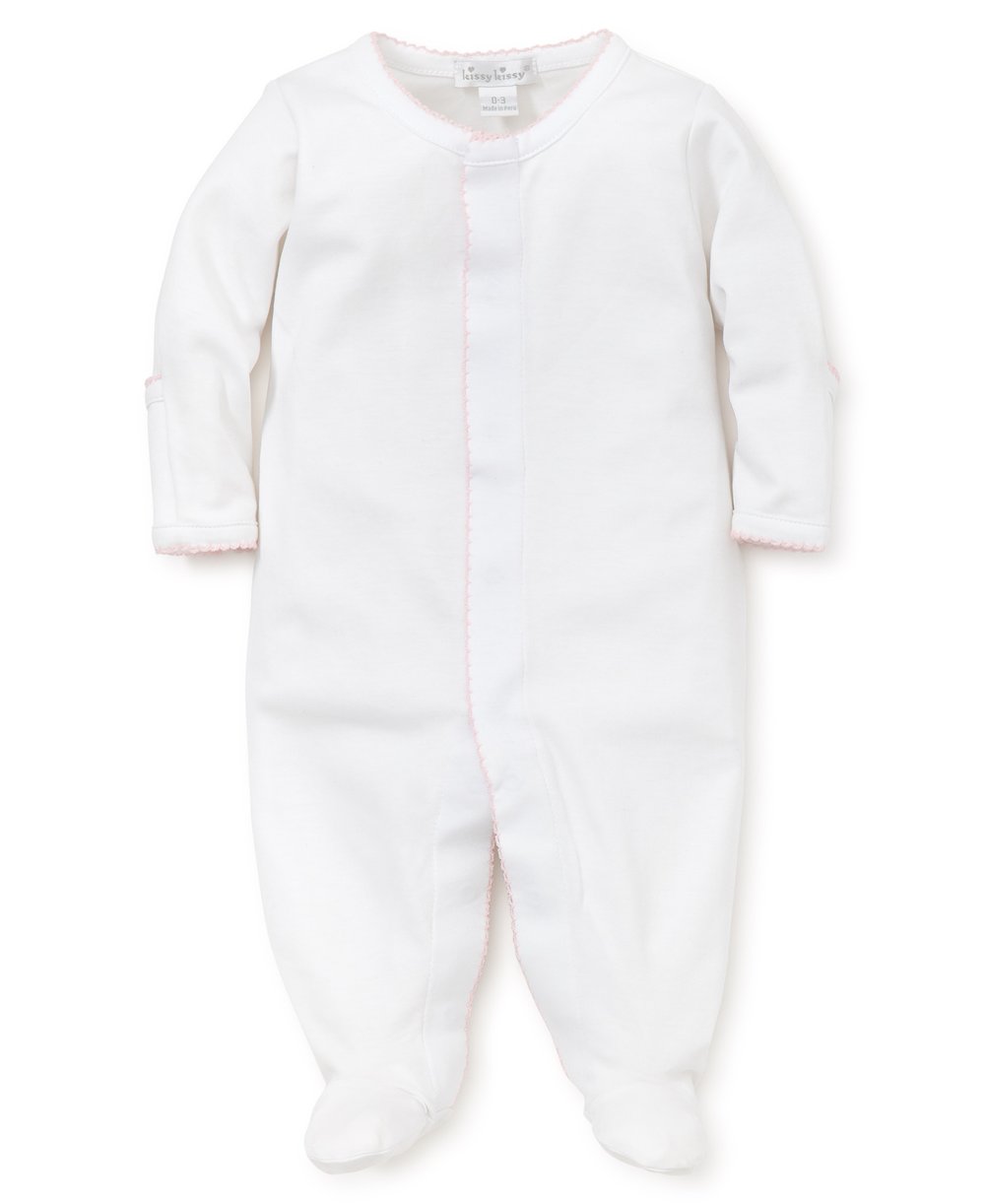 baby kissy basic footie white pink