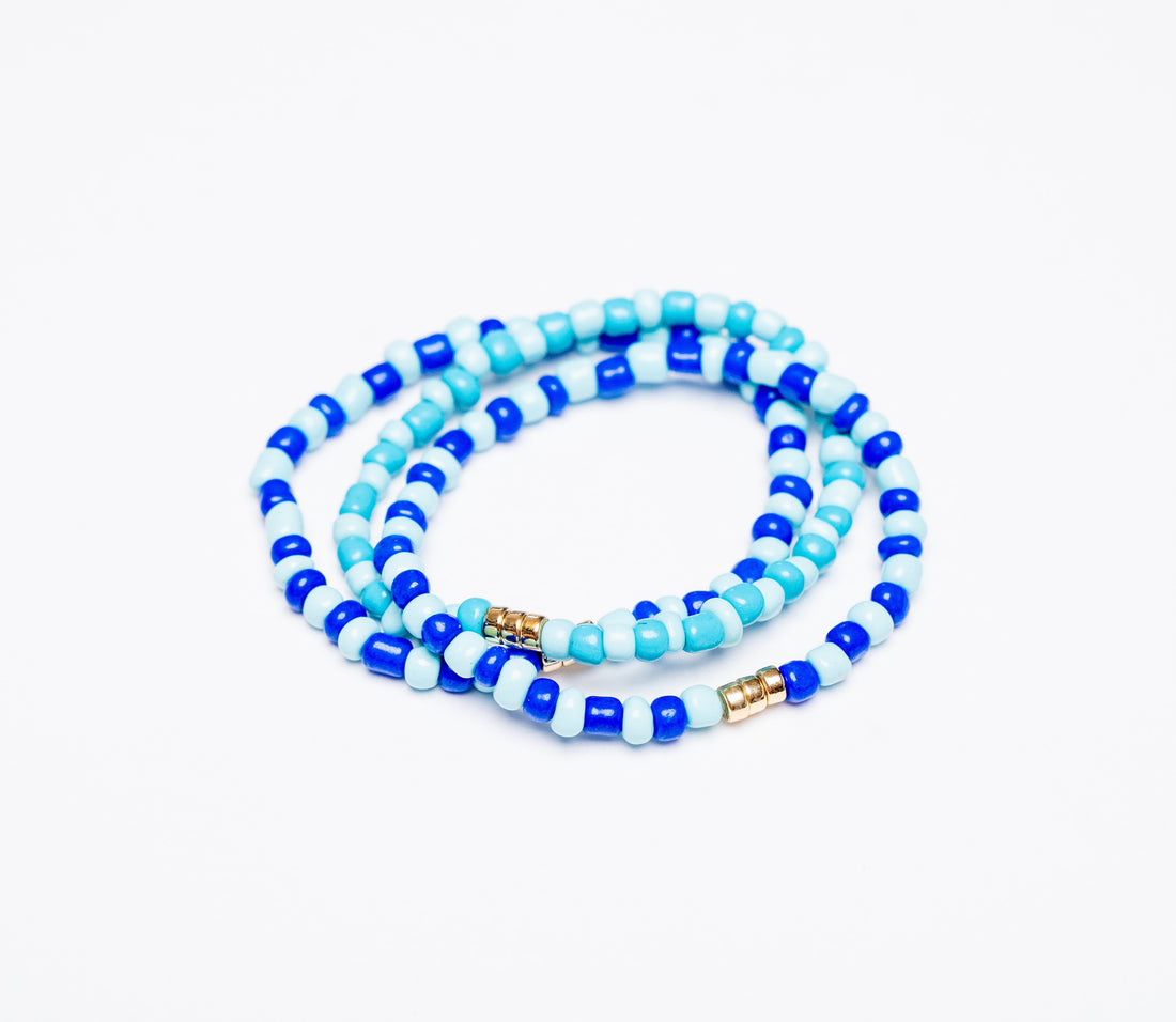 blue beaded juicy fruit bracelet