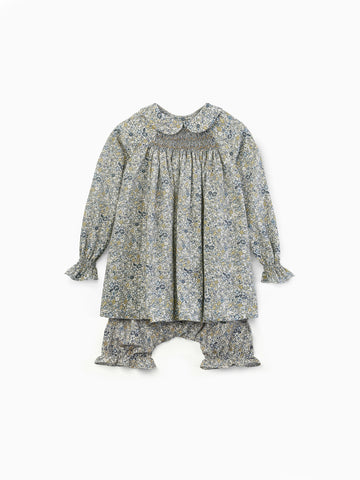 baby anais smock set blue floral