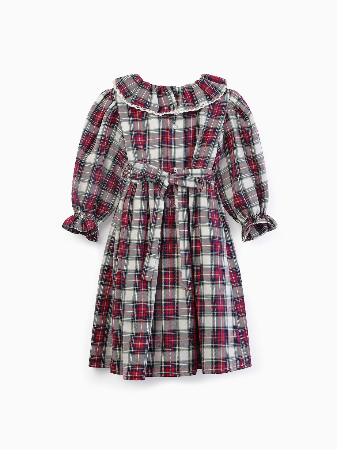 festa smock dress ivory tartan