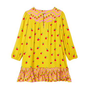 apple swiggle frill dress yellow