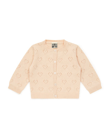 baby heart cardigan tan