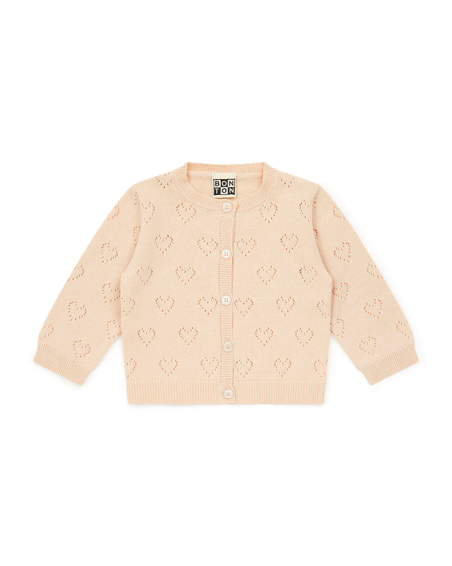 baby heart cardigan tan