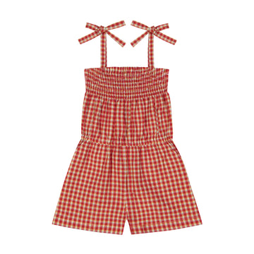 chloe romper red yellow plaid