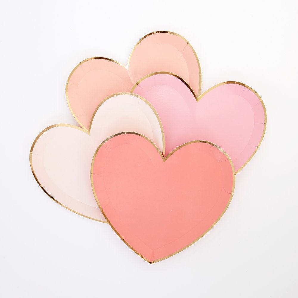 small pink heart plates