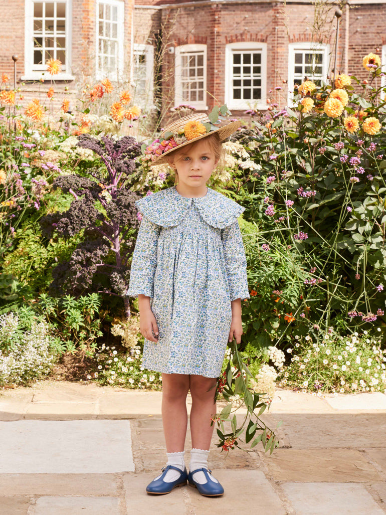 marta smock dress blue floral - La Coqueta