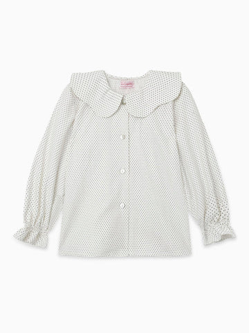 baby romina shirt black polka dot