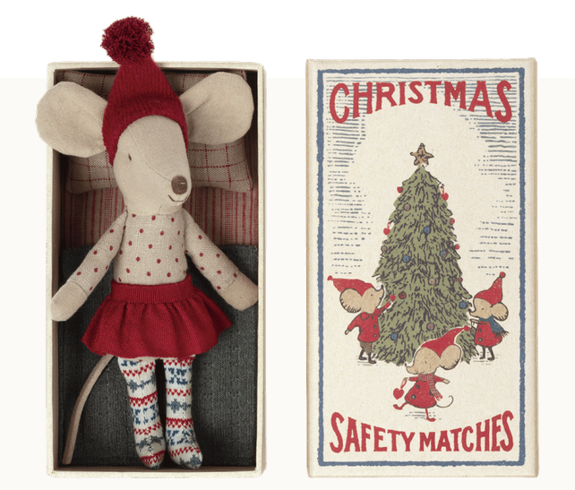 big sister christmas mouse in matchbox
