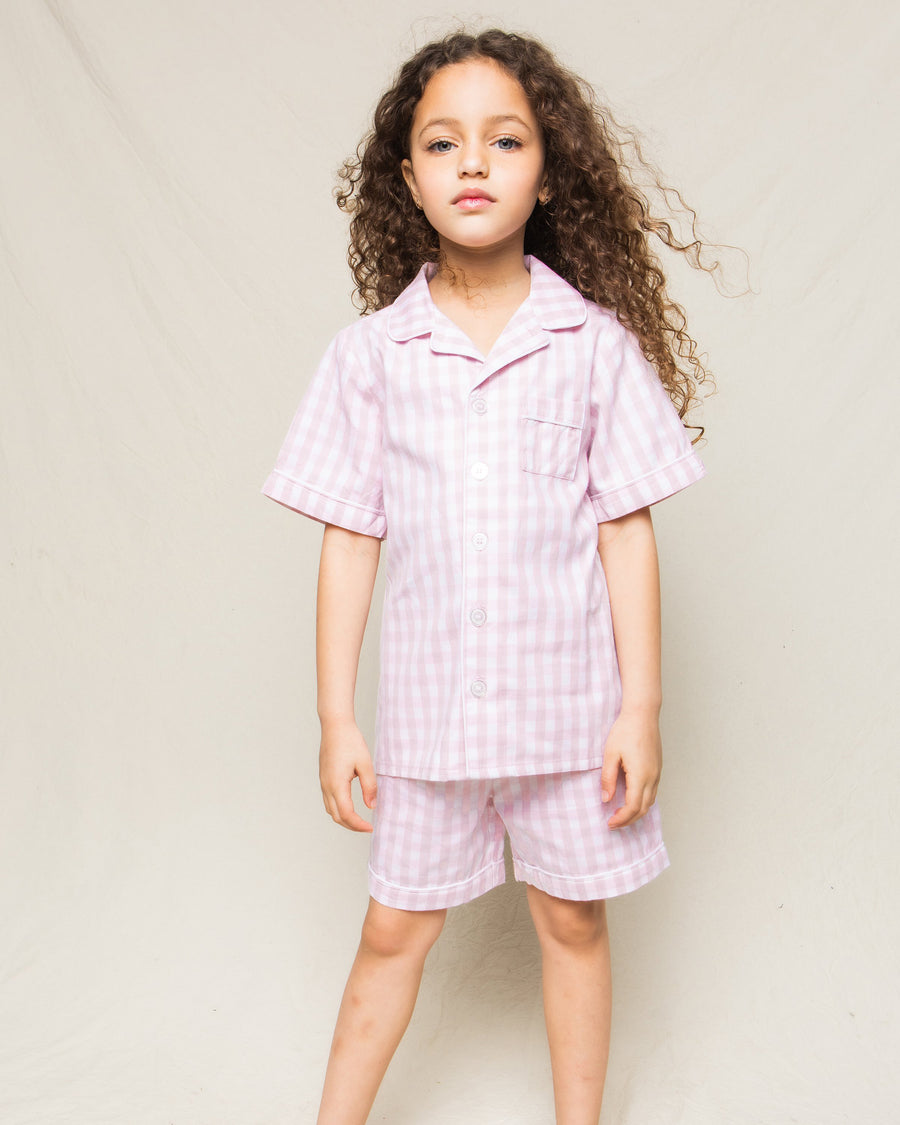 baby gingham short set pink