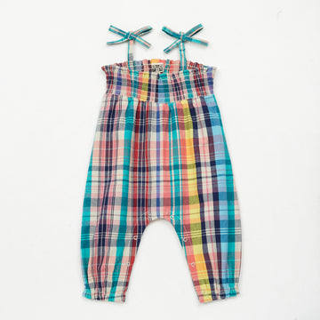 baby carreau madras overalls