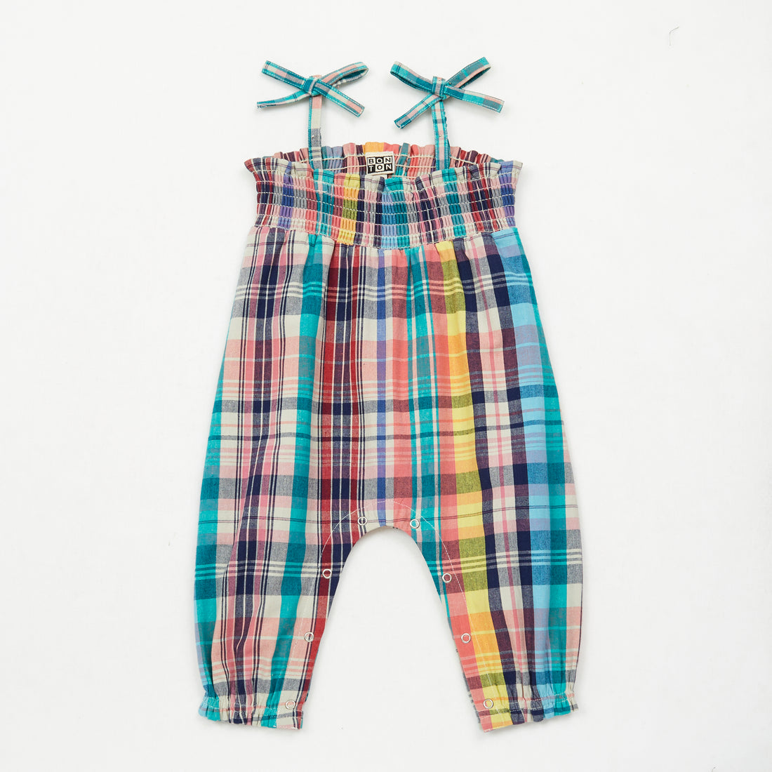 baby carreau madras overalls