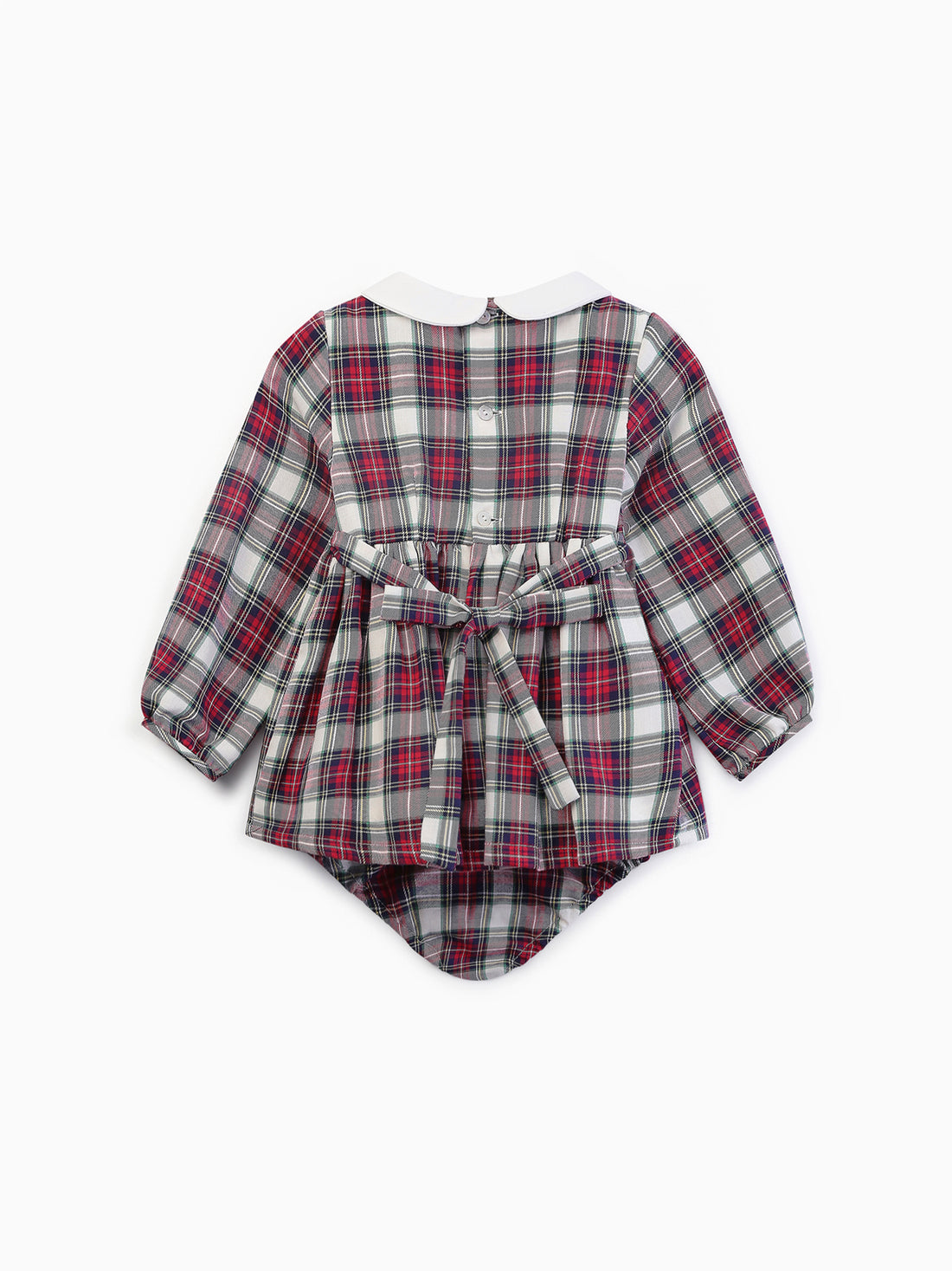 baby festa smock set ivory tartan