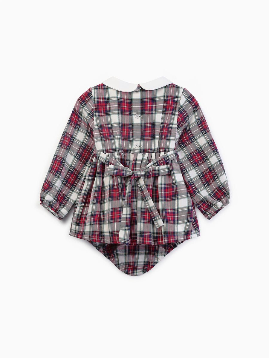 baby festa smock set ivory tartan