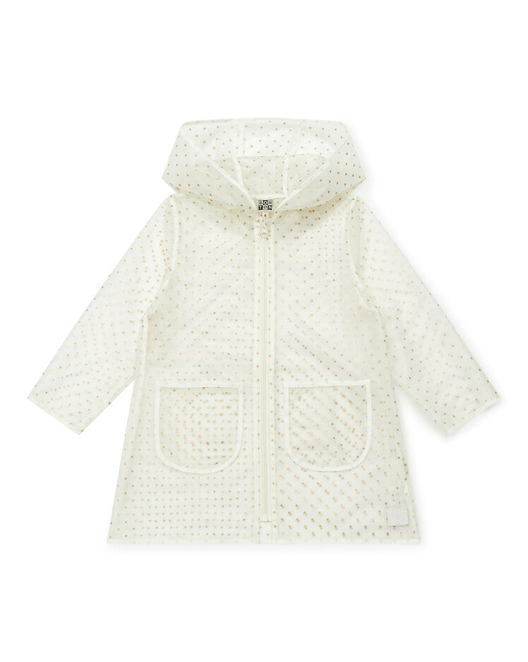 girls raincoat gold dots