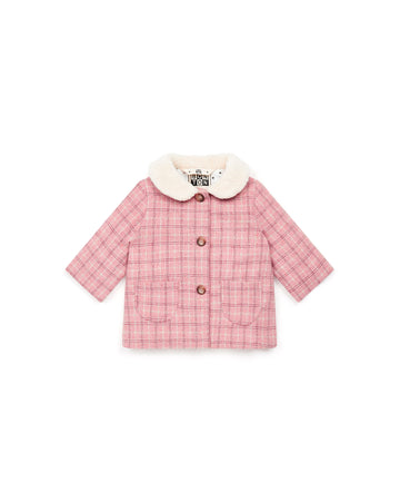 baby coat carreau rose