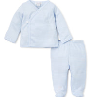 baby stripes footed pant set blue