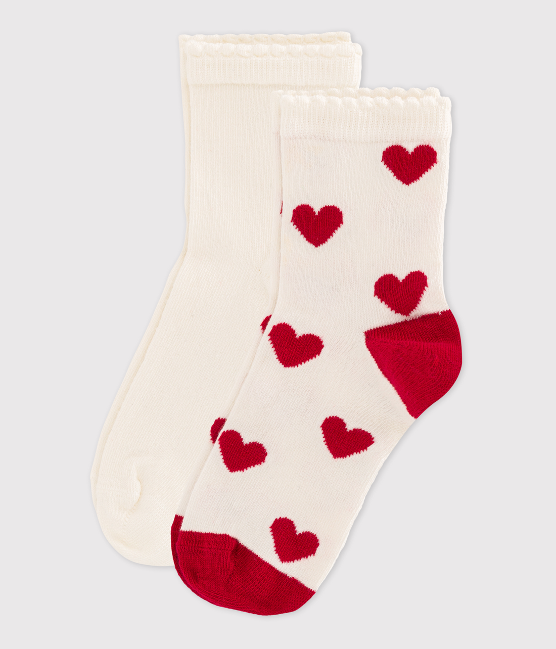 heart & solid socks 2 pk