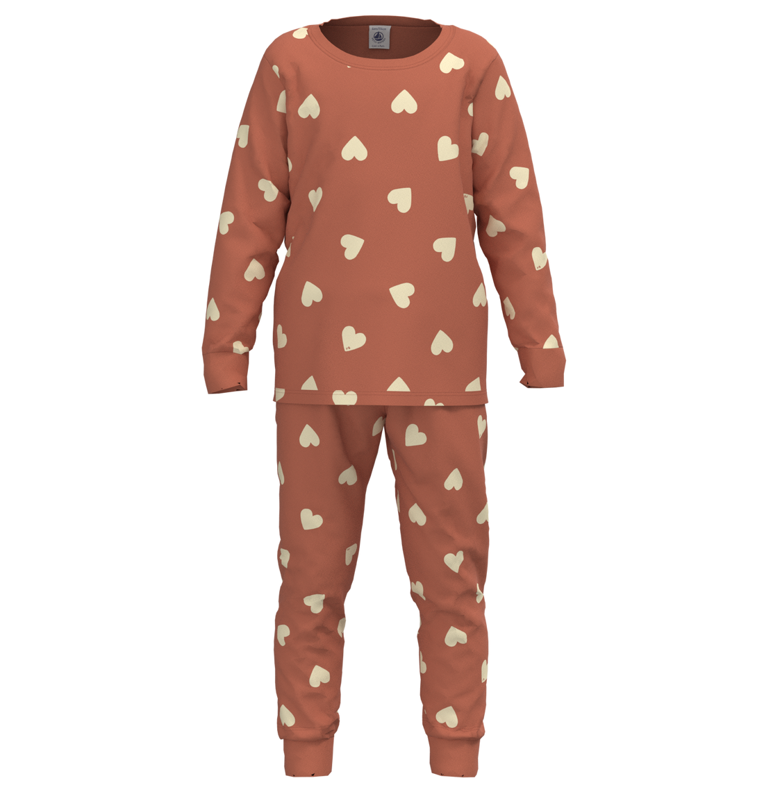 baby heart print ls loungewear clay