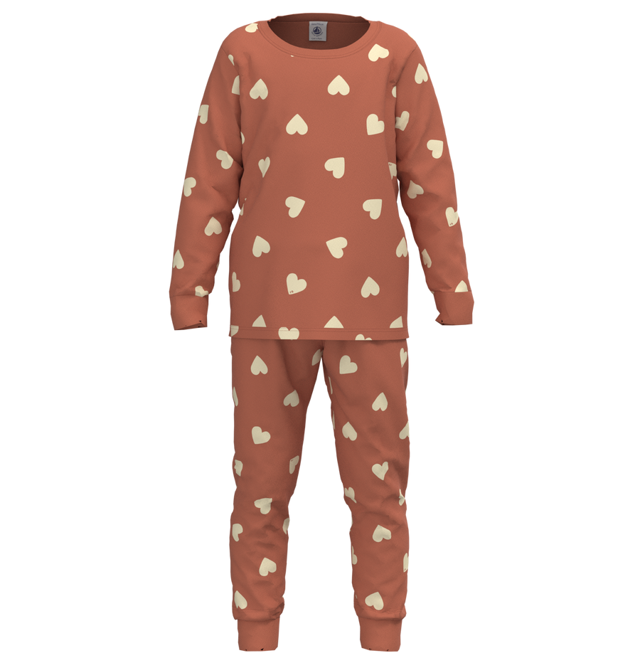 baby heart print ls loungewear clay