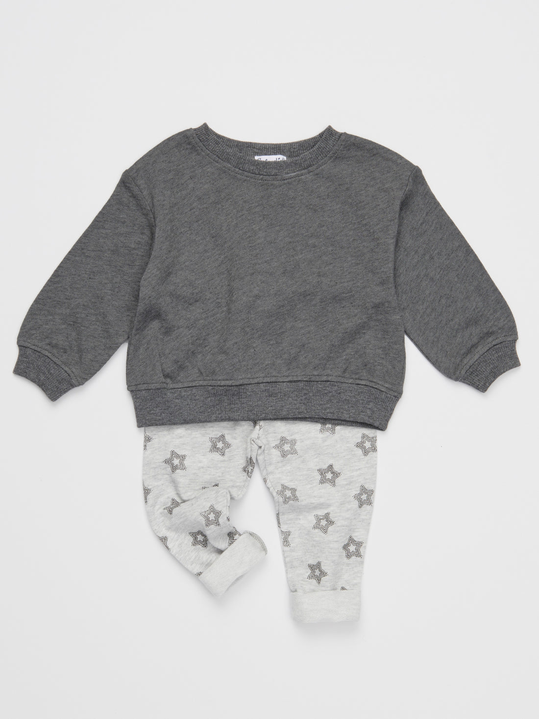 baby grey star sweatshirt set heather charcoal