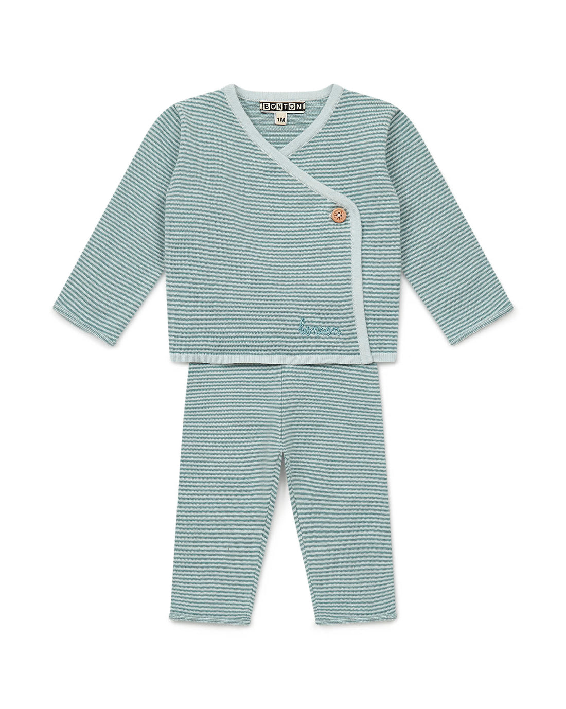 baby fine striped newborn set bleu