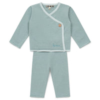 baby fine striped newborn set bleu