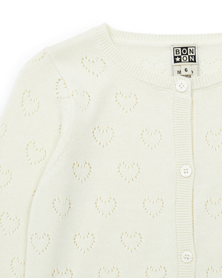girls heart cardigan creme