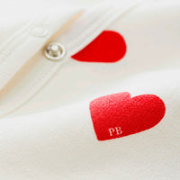 front snap heart footie