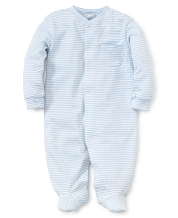 baby stripes footie light blue