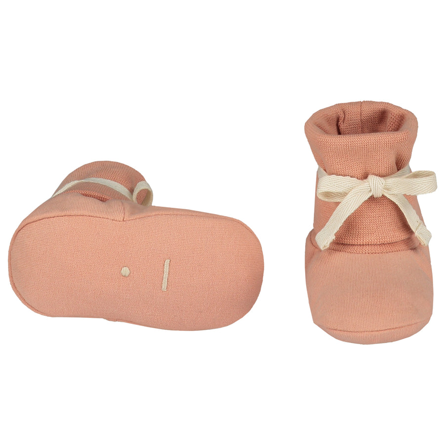 baby ribbed booties rustic clay