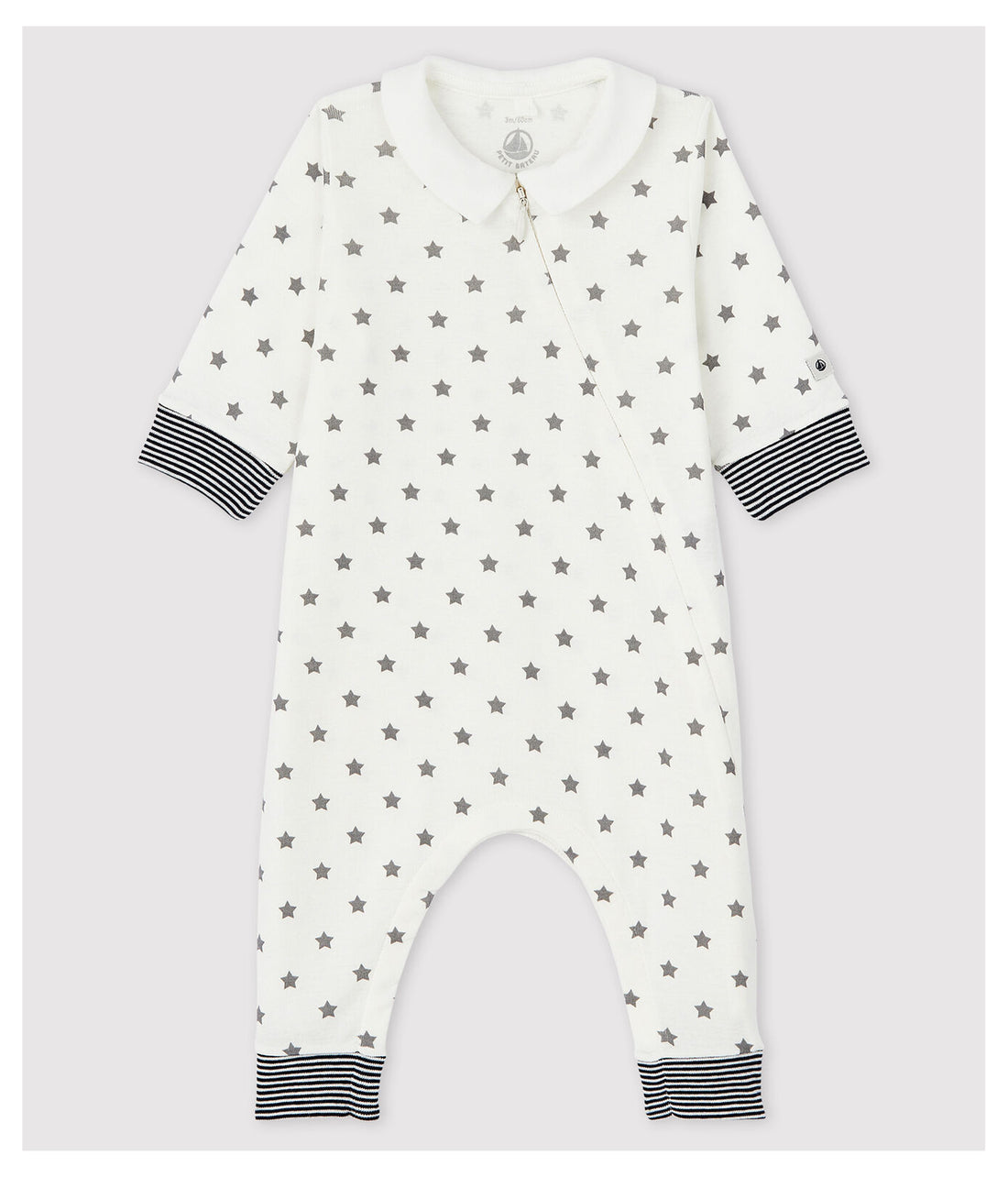 tusee star print side zip romper with collar