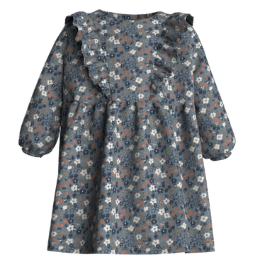 baby ls print dress with ruffle multi
