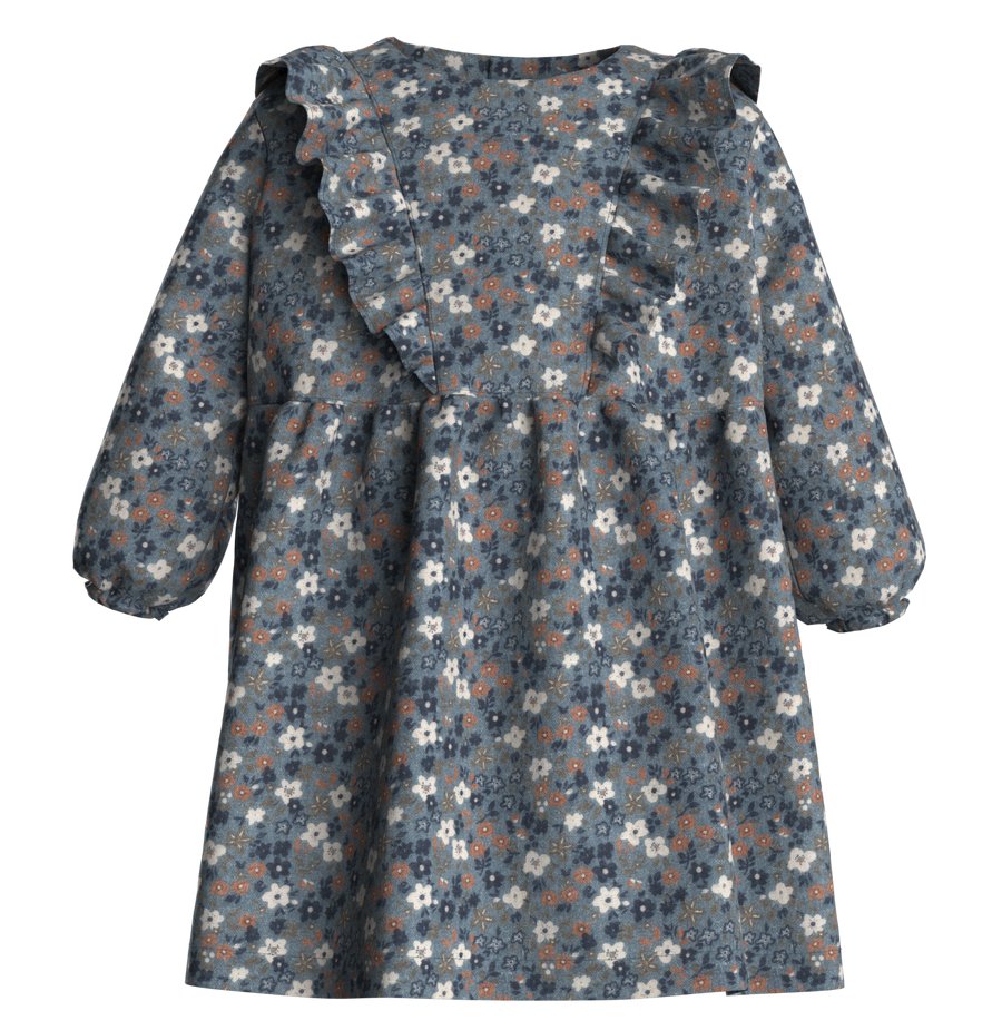 baby ls print dress with ruffle multi