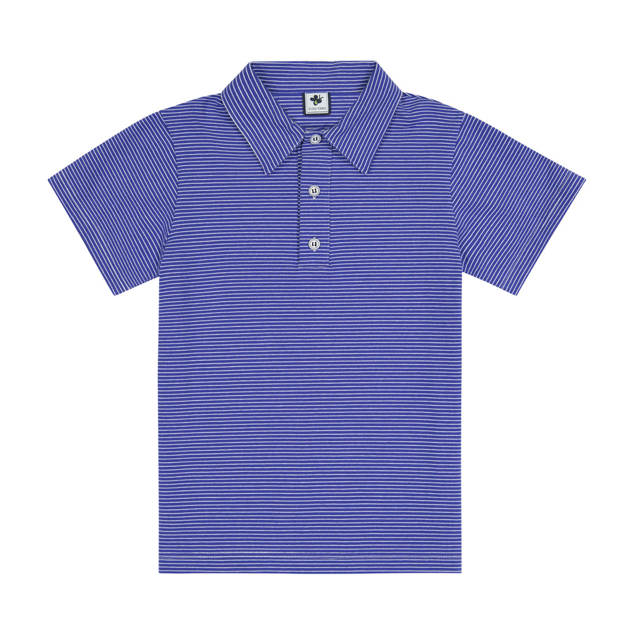 busy bees short sleeve polo mini royal stripe