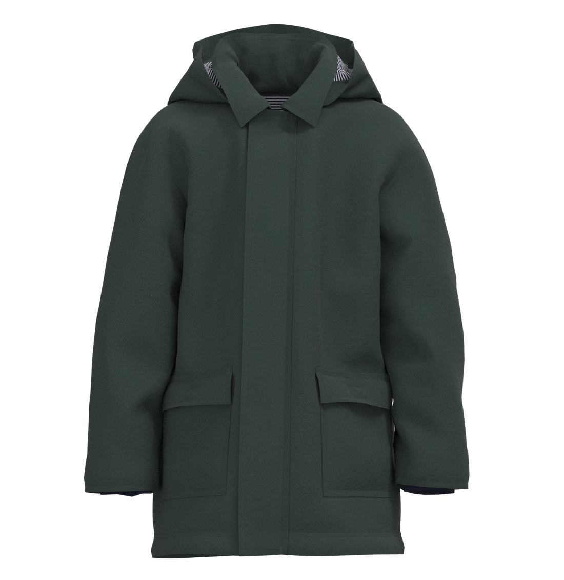 hooded rain coat green