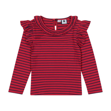 baby luna ruffle top red navy stripe
