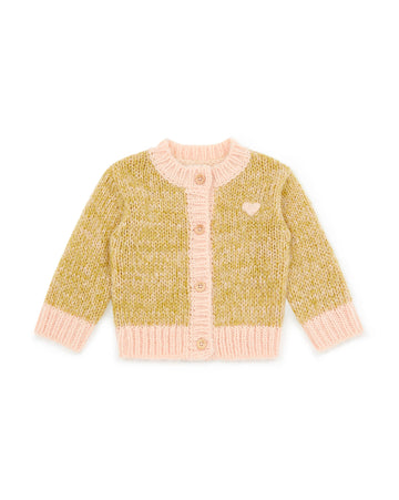 baby cardigan chine vert rose