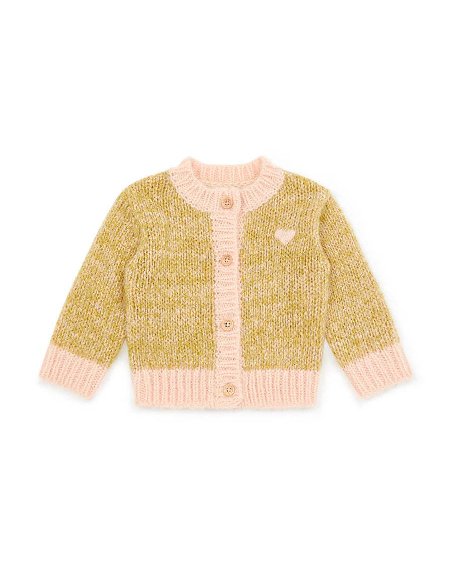 baby cardigan chine vert rose